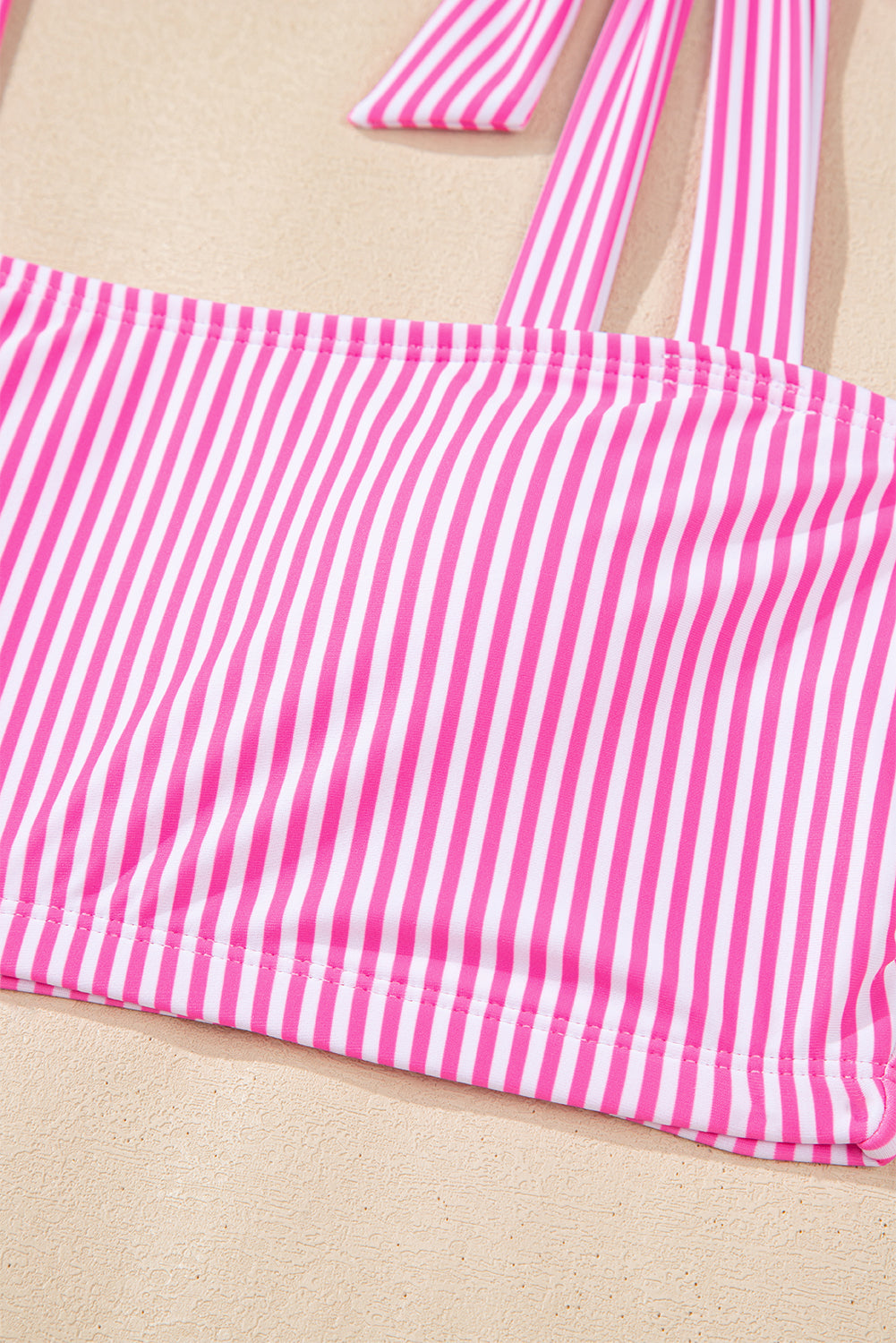 Stripe Knot Strap High Waist Bikini Swimsuit