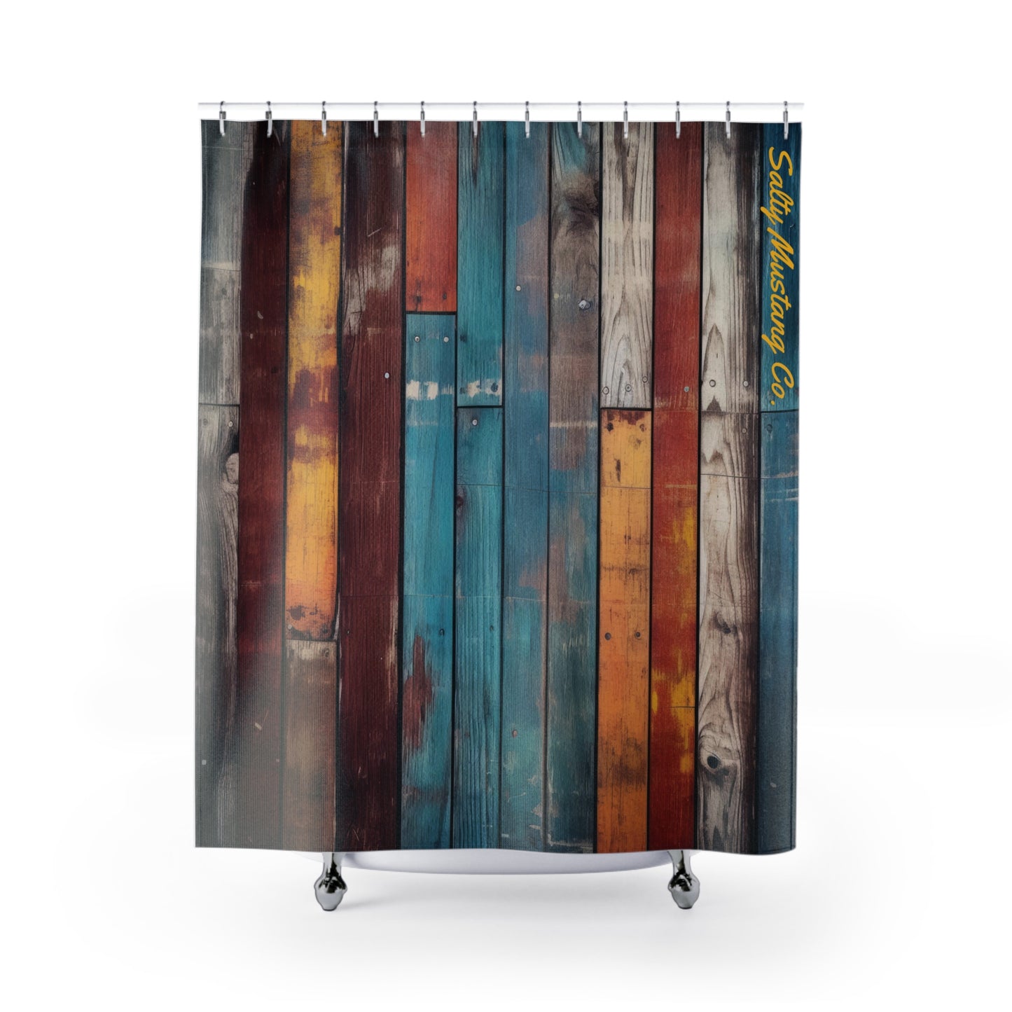 Rustic Colored Wood Shower Curtain