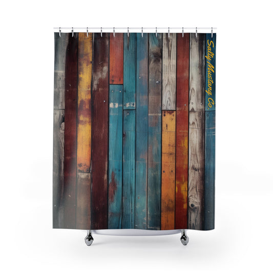 Rustic Colored Wood Shower Curtain