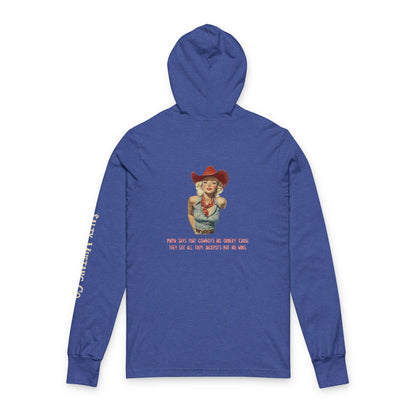 "Mama Says That Cowboys Are Ornery 'Cause They Got All Them Jackpots But No Wins" Vintage Cowgirl Unisex Hooded Long Sleeve Tee