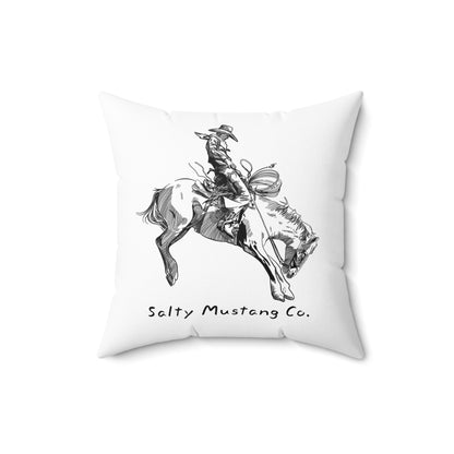 Bucking Horse Faux Suede Square Pillow