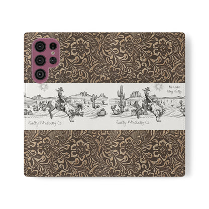 West Texas Bronc Rider, Leather Print Flip Cases - Android