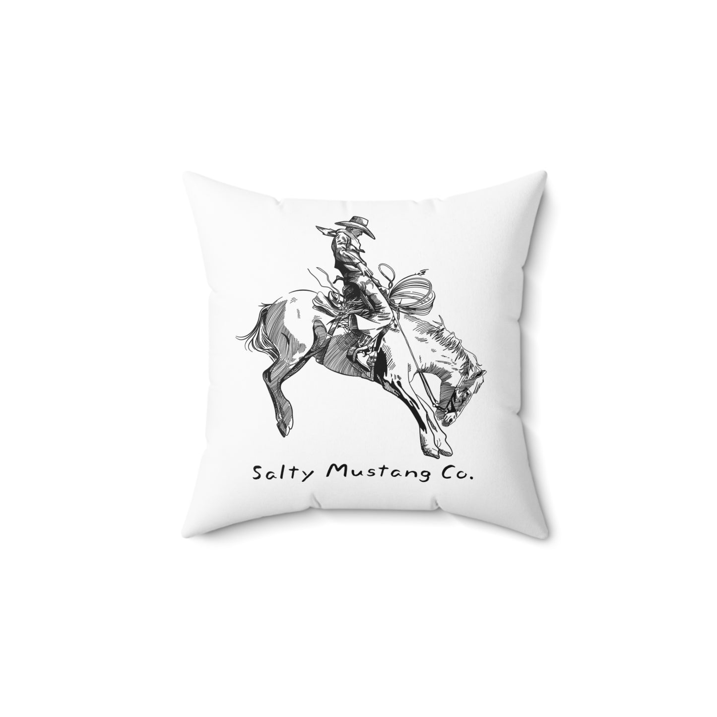 Bucking Horse Faux Suede Square Pillow