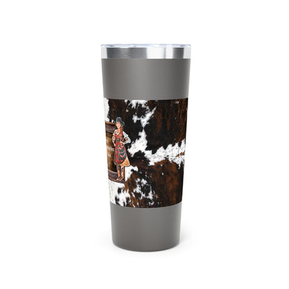 Punchy Queen "Go Bra-less. It'll Pull The Wrinkles Outta Your Face.", Cowhide Print Copper Vacuum Insulated Tumbler, 22oz