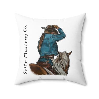 Fix Your Lid, Cowgirl Faux Suede Square Pillow