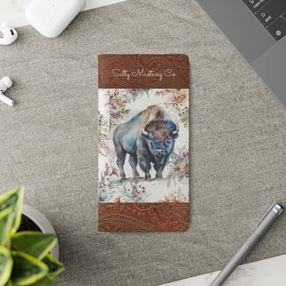 Buffalo Rose Leather Print Samsung Flip Cases