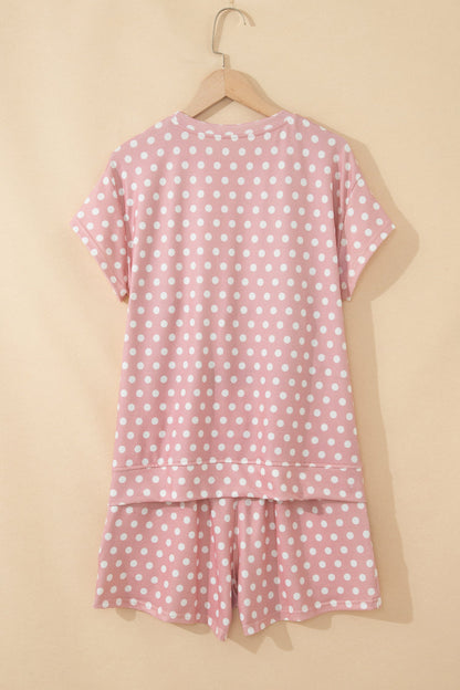 Polka Dot Relaxed Top & Drawning Shorts Set