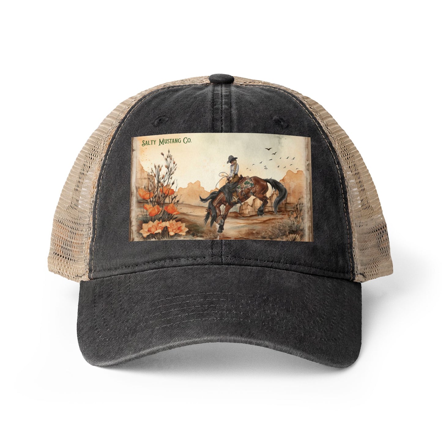 Canyon Flower Women's Washed Mesh-Back Cap With Concealed Ponytail Opening