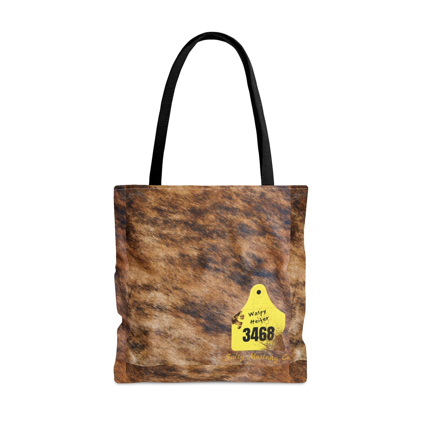 Ear Tag #3468 Waspy Heifer, Brindle Cow Print Tote Bag (AOP)