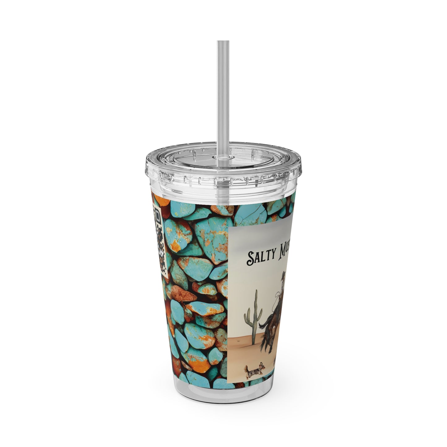 Armadillo Rodeo Watercolor Tumbler with Straw, 16oz