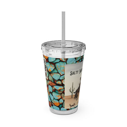 Armadillo Rodeo Watercolor Tumbler with Straw, 16oz