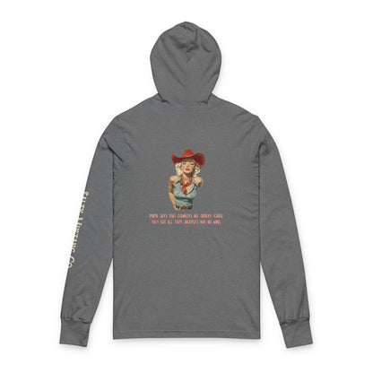 "Mama Says That Cowboys Are Ornery 'Cause They Got All Them Jackpots But No Wins" Vintage Cowgirl Unisex Hooded Long Sleeve Tee