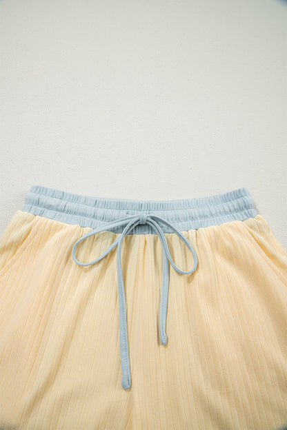 Colorblock Trim Ribbed Top & Shorts Set