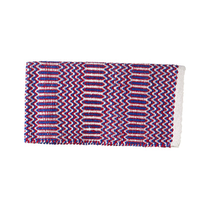 1340-76 Double Weave 32x64 Acrylic Blend Saddle Blanket Red White And Blue