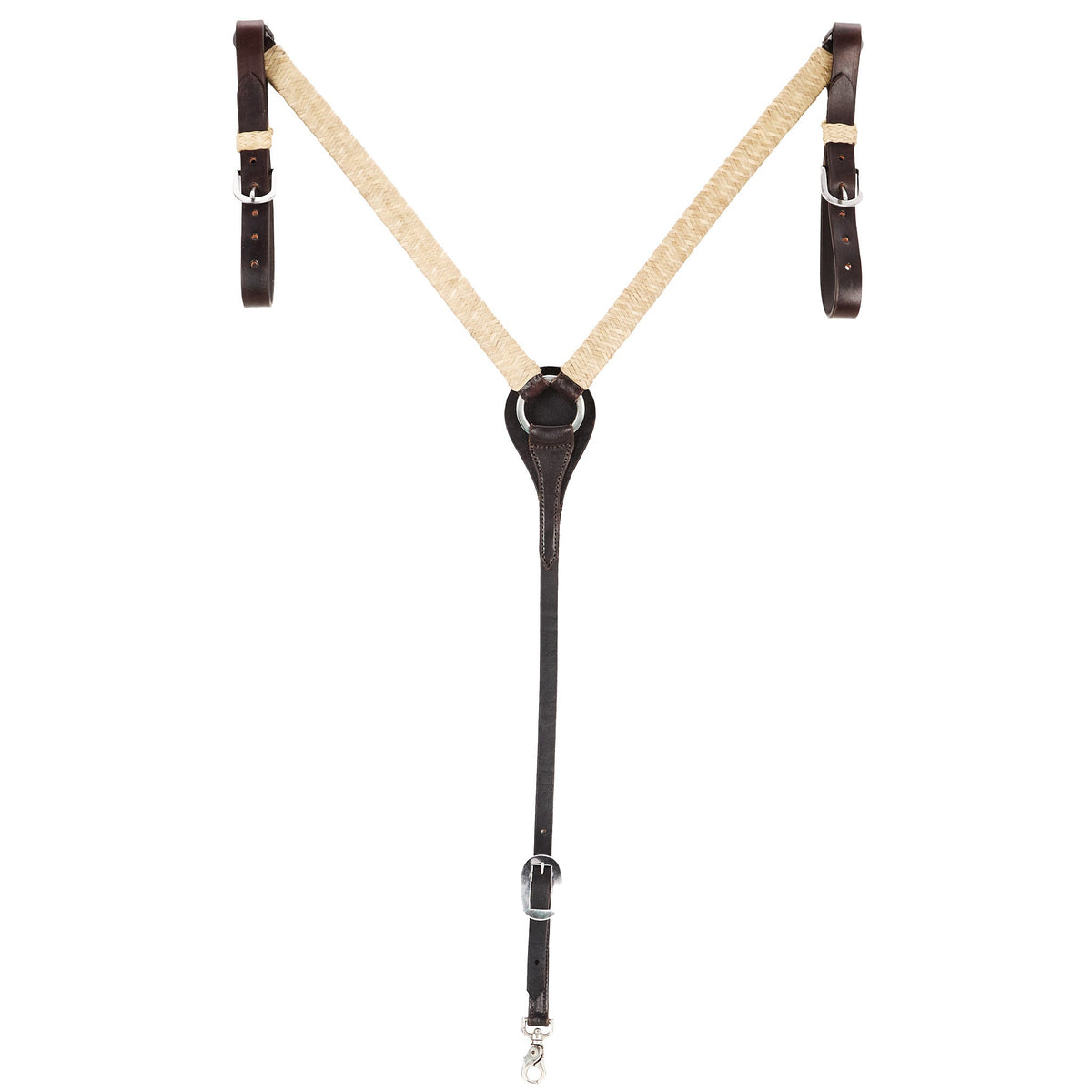 WD-1NRBC Braided Natural Rawhide 1in Straight Breast Collar