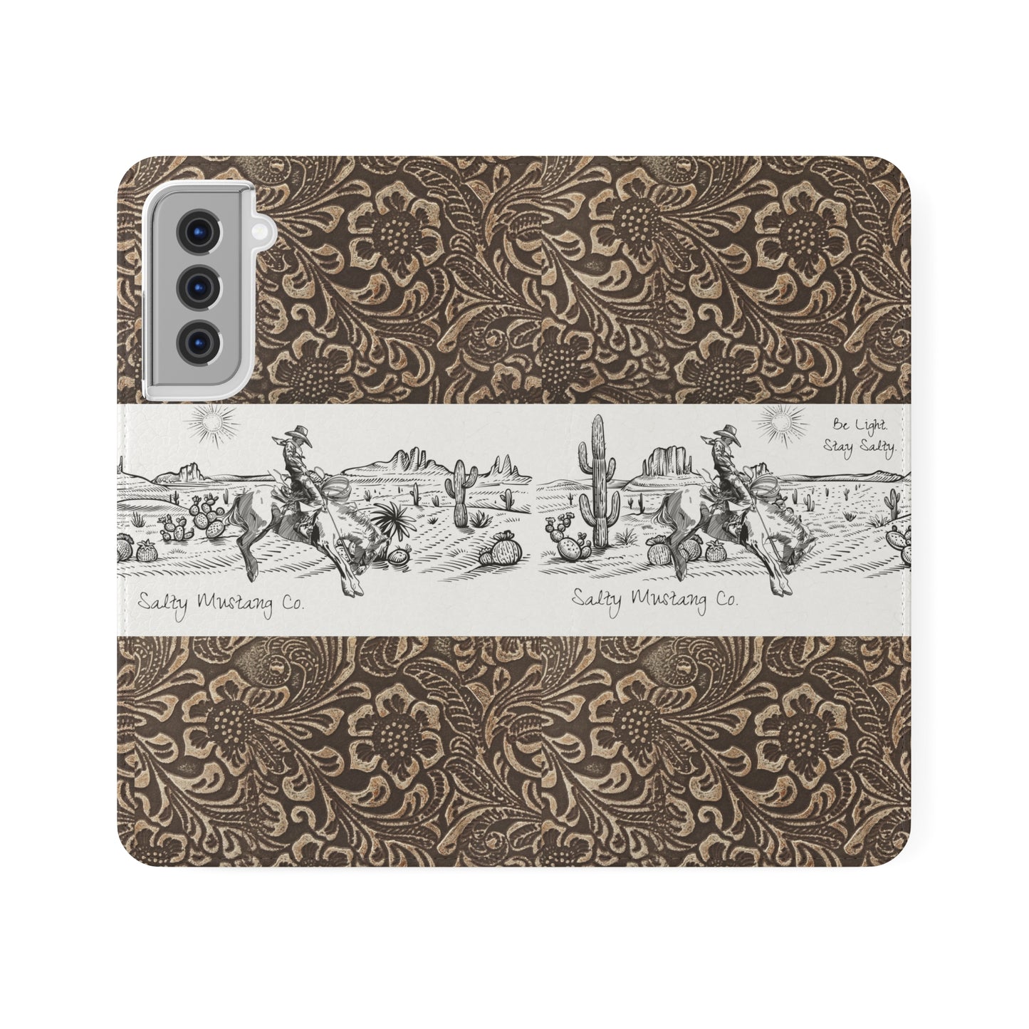 West Texas Bronc Rider, Leather Print Flip Cases - Android