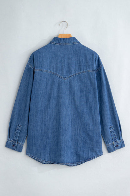Western Denim Patch Pockets Long Sleeve Shirt