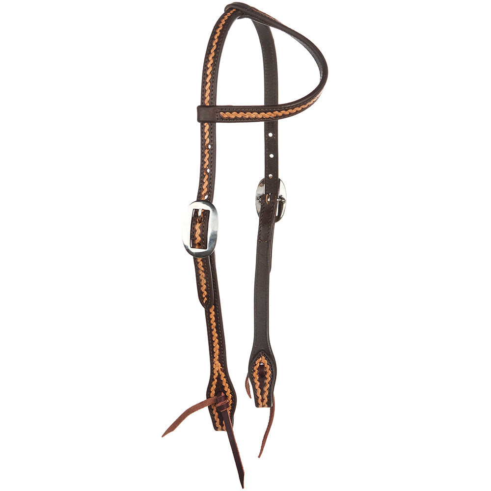 WD-RTSEH-MO Medium Oil Rope Tooled 5/8" Single Ear Headstall