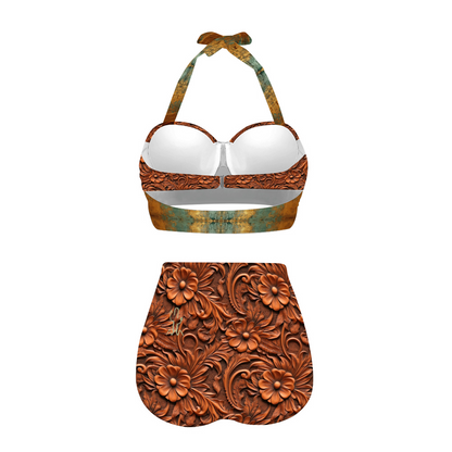 Leather & Patina Two-Piece Bathing Suit Halterneck Bikini