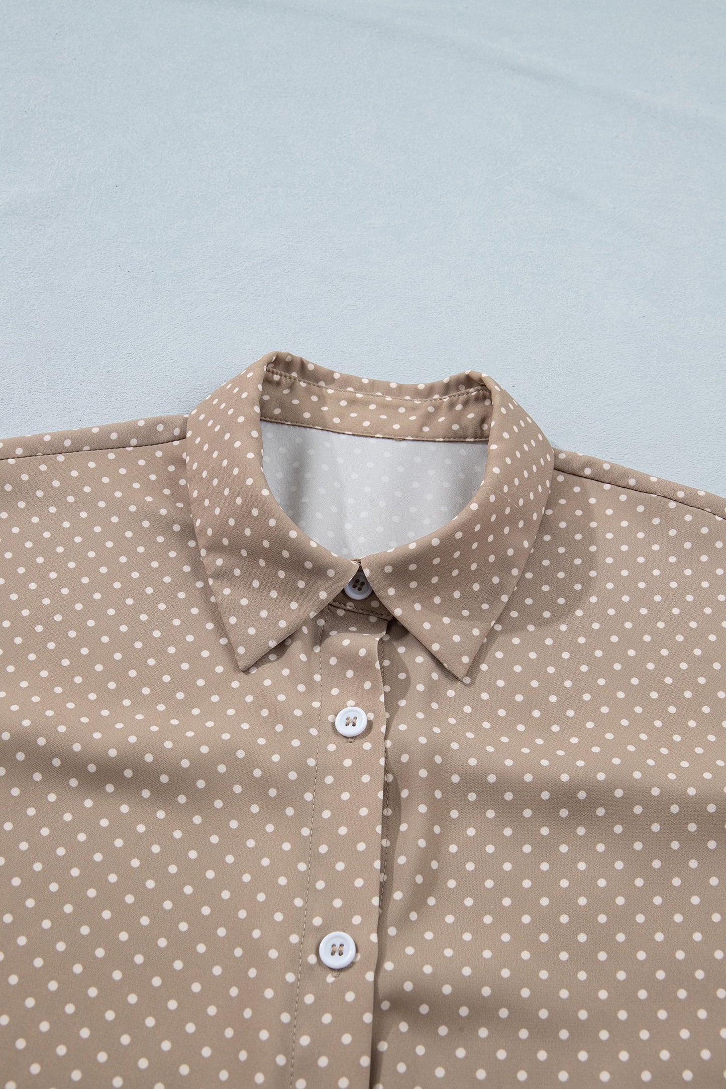 Polka Dot Cuffed Short Sleeve Buttoned Shirt