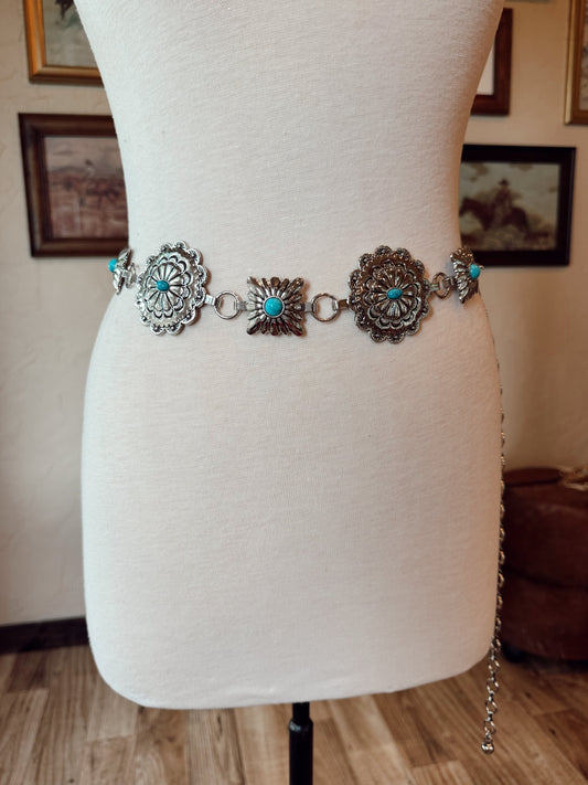 The Stevie Concho Belt in Silver