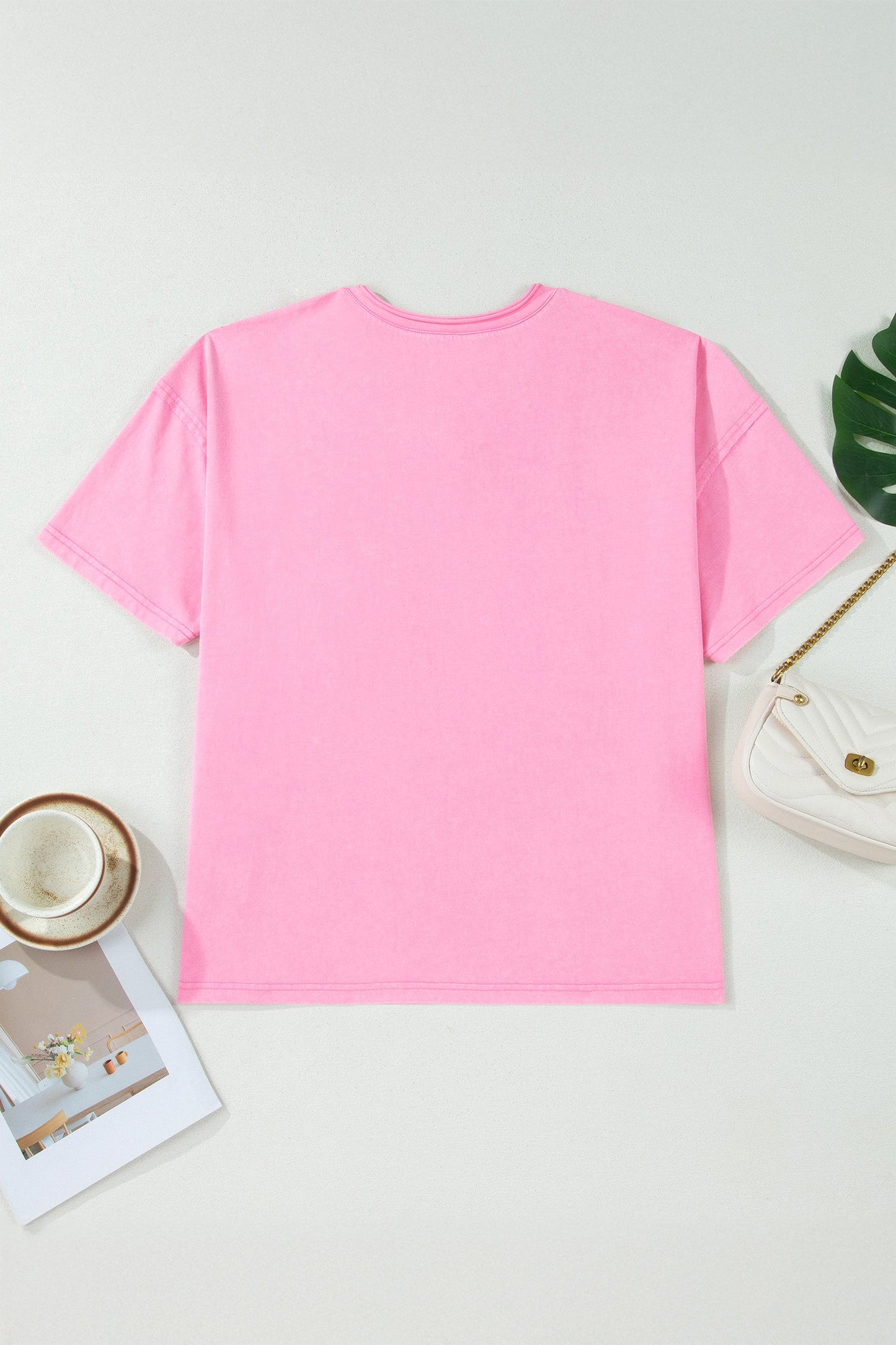 Plus Size Mineral Wash Raw Edge V-Neck Tee