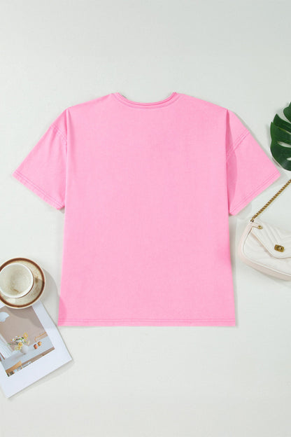 Plus Size Mineral Wash Raw Edge V-Neck Tee