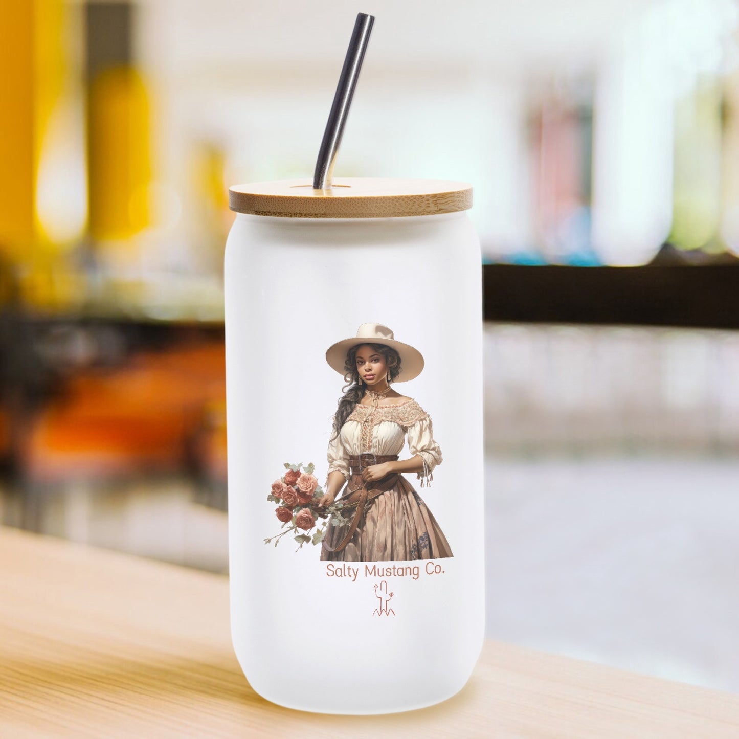 Terlingua Cowgirl Frosted Glass Cup