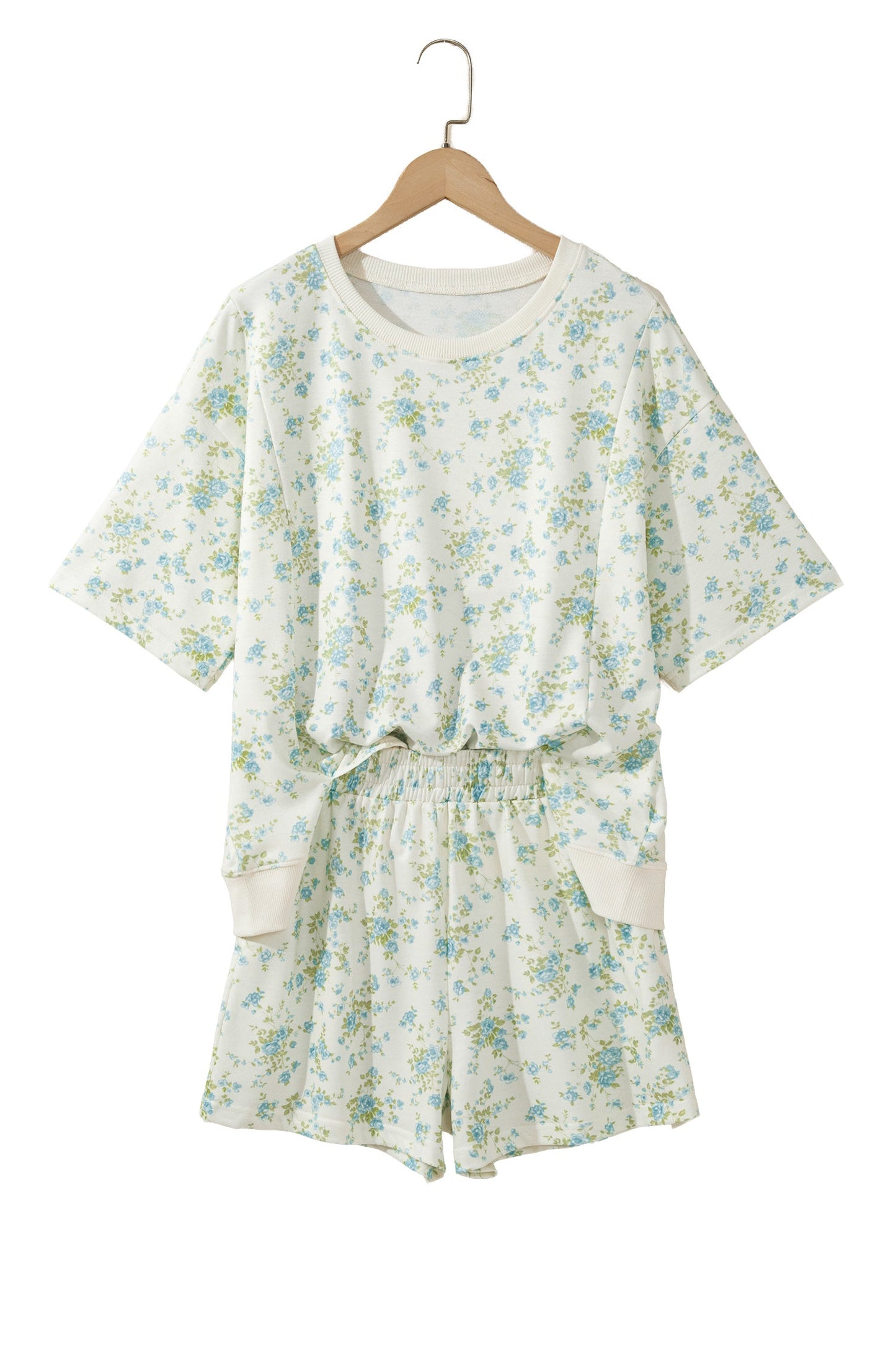 Floral Short Sleeve & Elastic Waist Short Sets