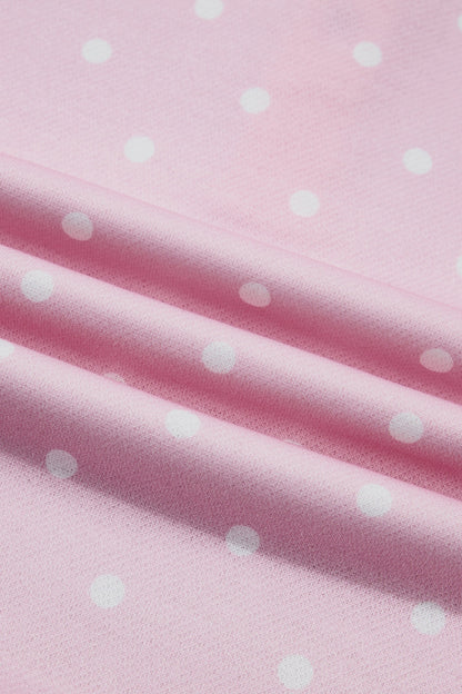 Polka Dot Metal Button Collar Pullover Sweatshirt
