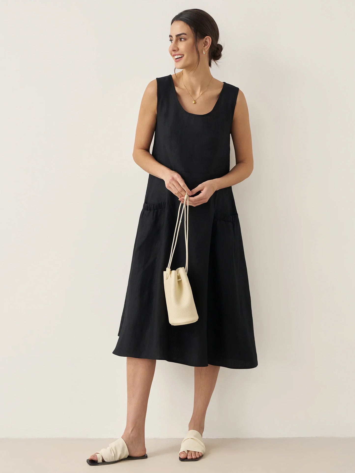 100% Linen Swing Beach Tank Dress GIANA