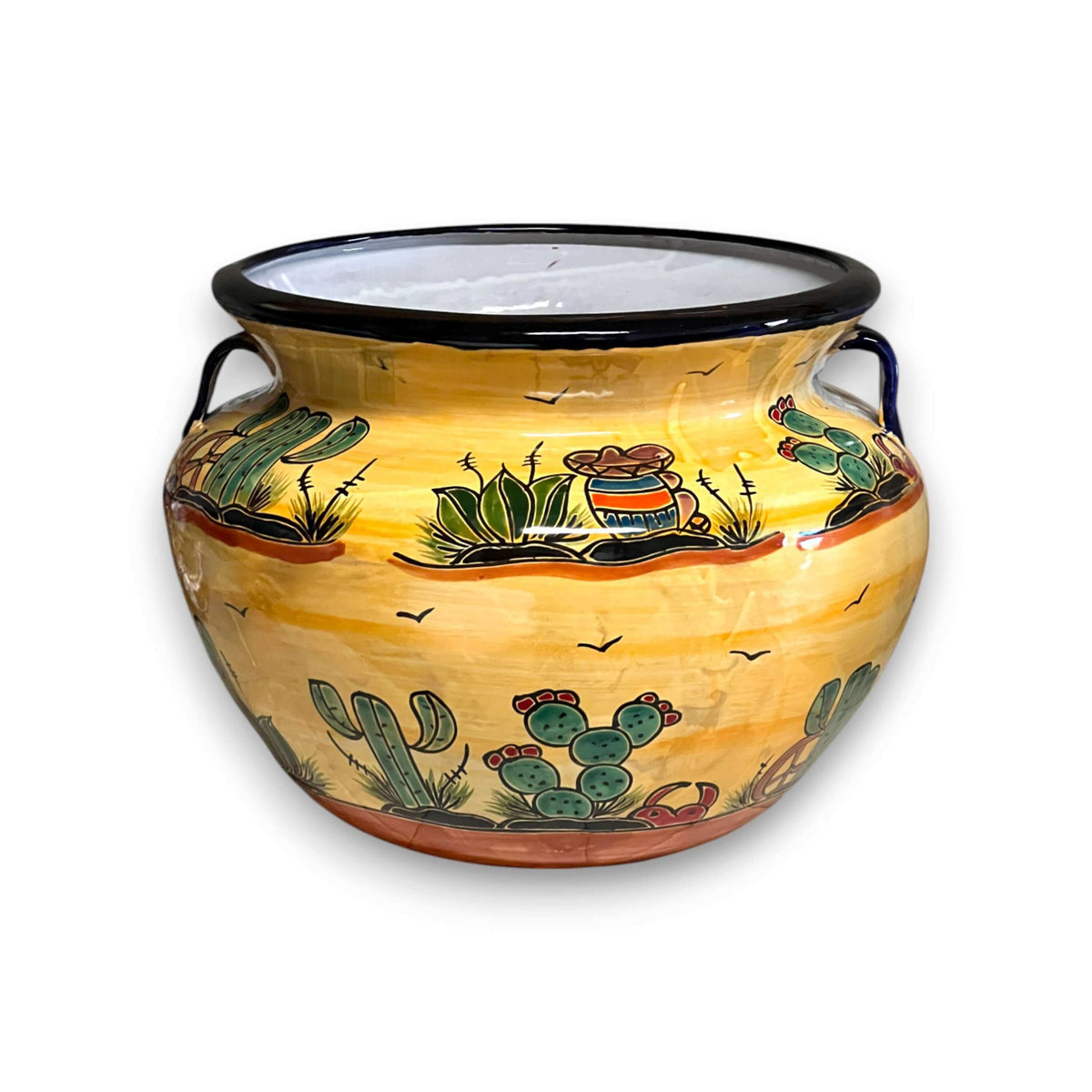 Extra Large Talavera Flower Pot | Hand-Painted Desert Design Planter