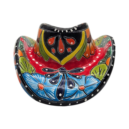 Small Talavera Sombrero Planter | Hand-Painted Cowboy Hat Decor
