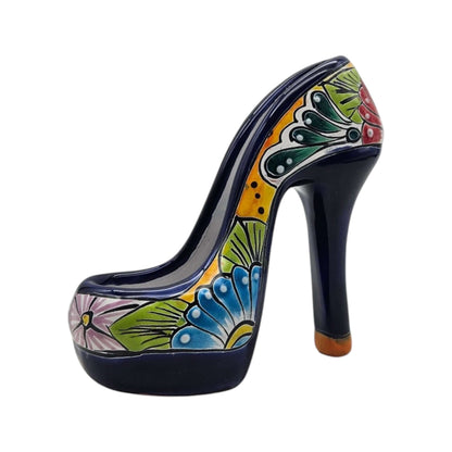 Talavera High Heel Statue | Colorful Handmade Mexican Decor