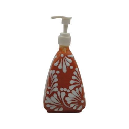 Talavera Soap Dispenser | Brown & White Pyramid Design