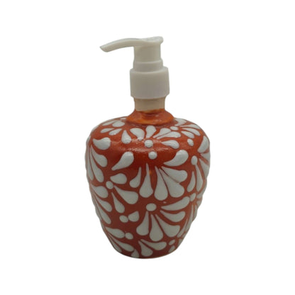 Talavera Soap Dispenser | Brown & White Floral Motif