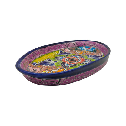 Talavera Oval Serving Platter | Cobalt-Blue Rim Kitchenware