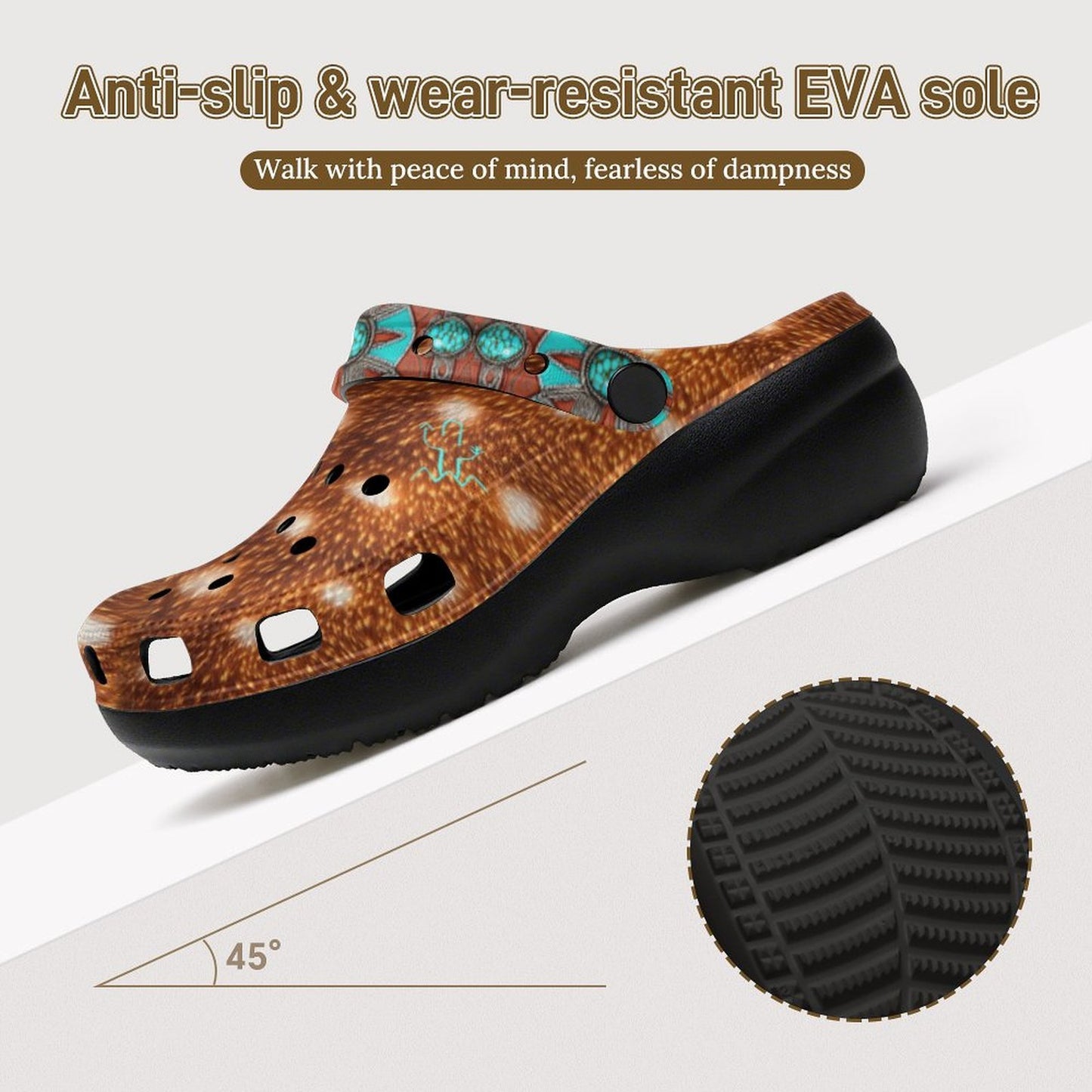 As The Deer Pants For Water High-Heeled Salty Clogs