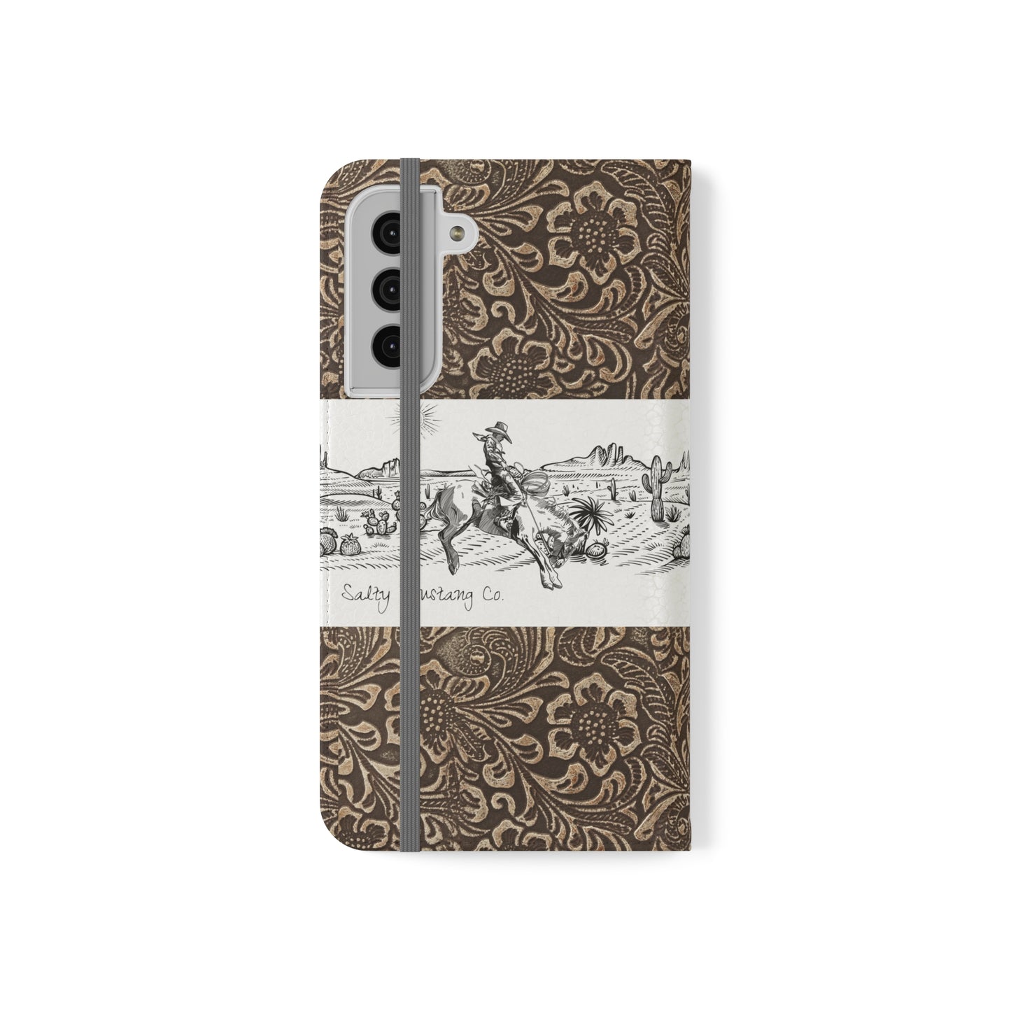 West Texas Bronc Rider, Leather Print Flip Cases - Android