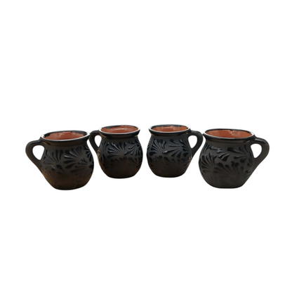 Black Talavera Jarrito Mug | Handmade Mexican Clay Coffee Cup