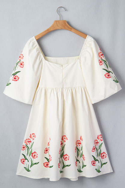 Floral Puff Sleeve Babydoll Dress