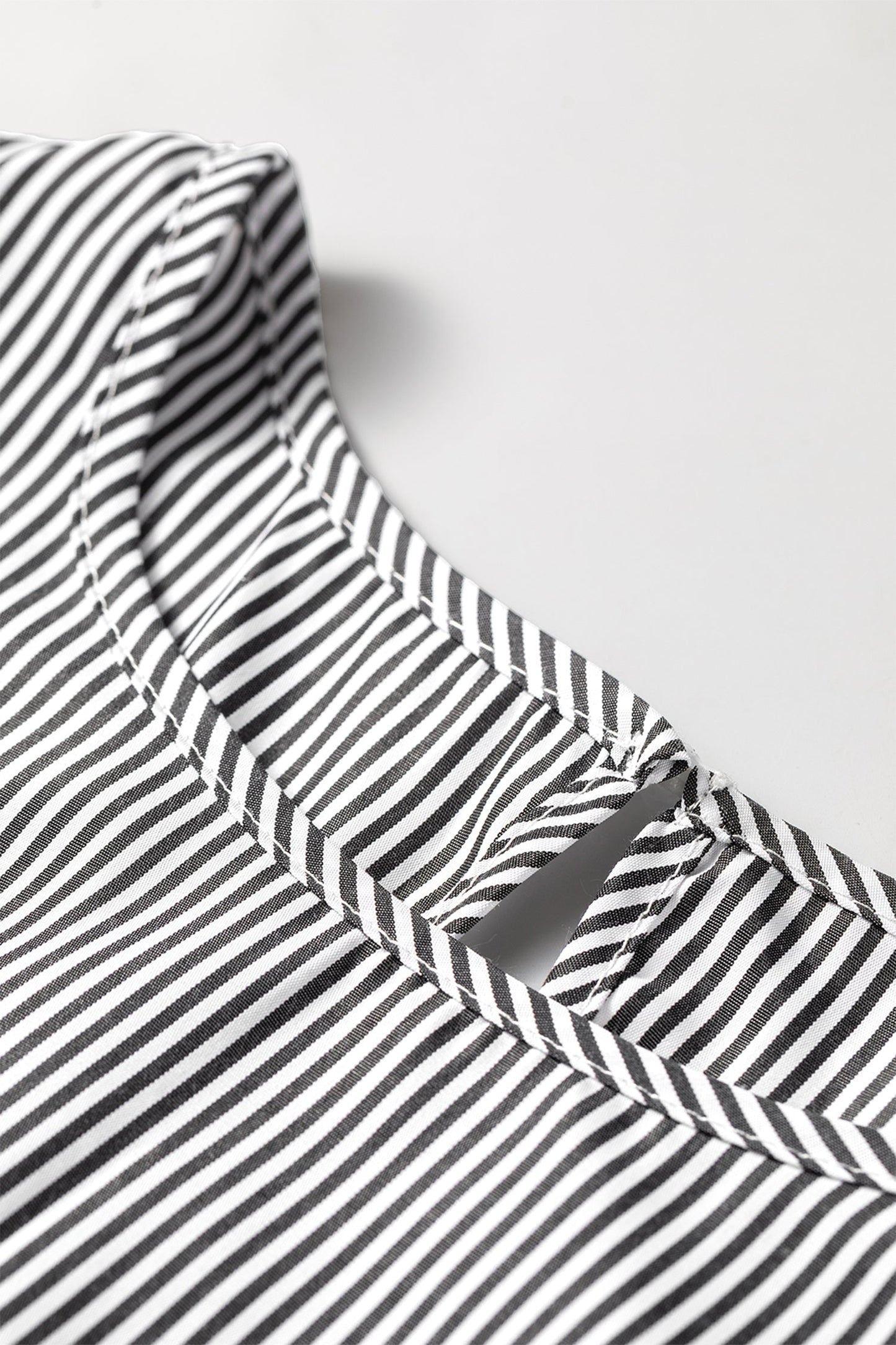 Stripe Ruffle Sleeve Round Neck Blouse