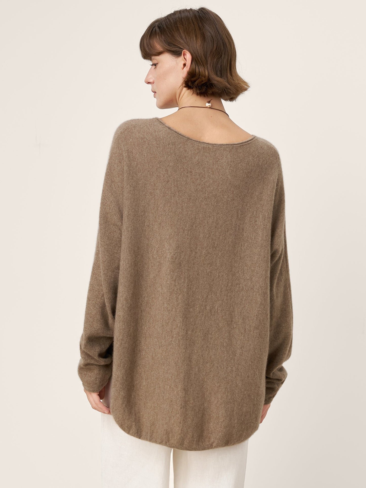 100% Mongolian Cashmere Hand-Finished Rolled Edge Knit Top AMARA
