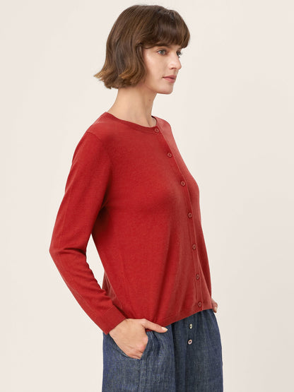 100% Extra-Fine Merino Wool Buttoned Knit Cardigan CAYLA