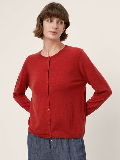 100% Extra-Fine Merino Wool Buttoned Knit Cardigan CAYLA