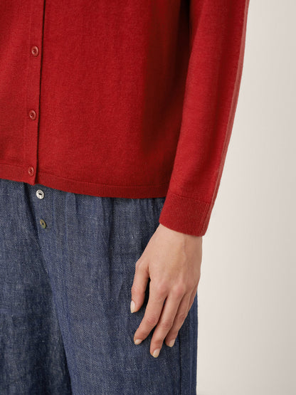 100% Extra-Fine Merino Wool Buttoned Knit Cardigan CAYLA