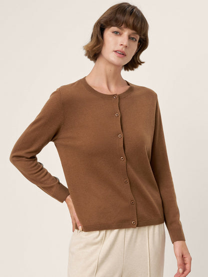 100% Extra-Fine Merino Wool Buttoned Knit Cardigan CAYLA