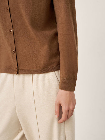 100% Extra-Fine Merino Wool Buttoned Knit Cardigan CAYLA