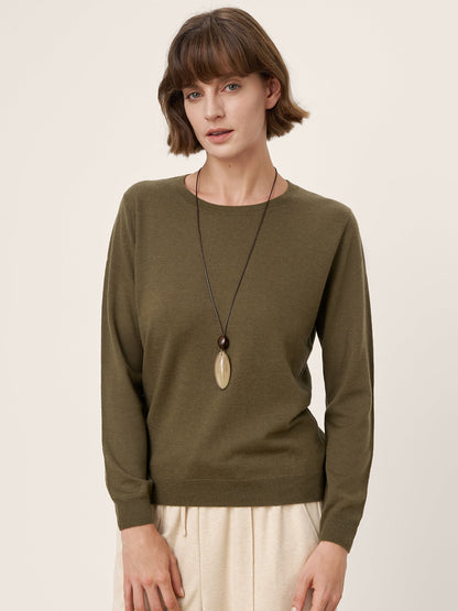 100% Extra-Fine Merino Wool Essential Crew Neck Knit Sweater BRIDGET