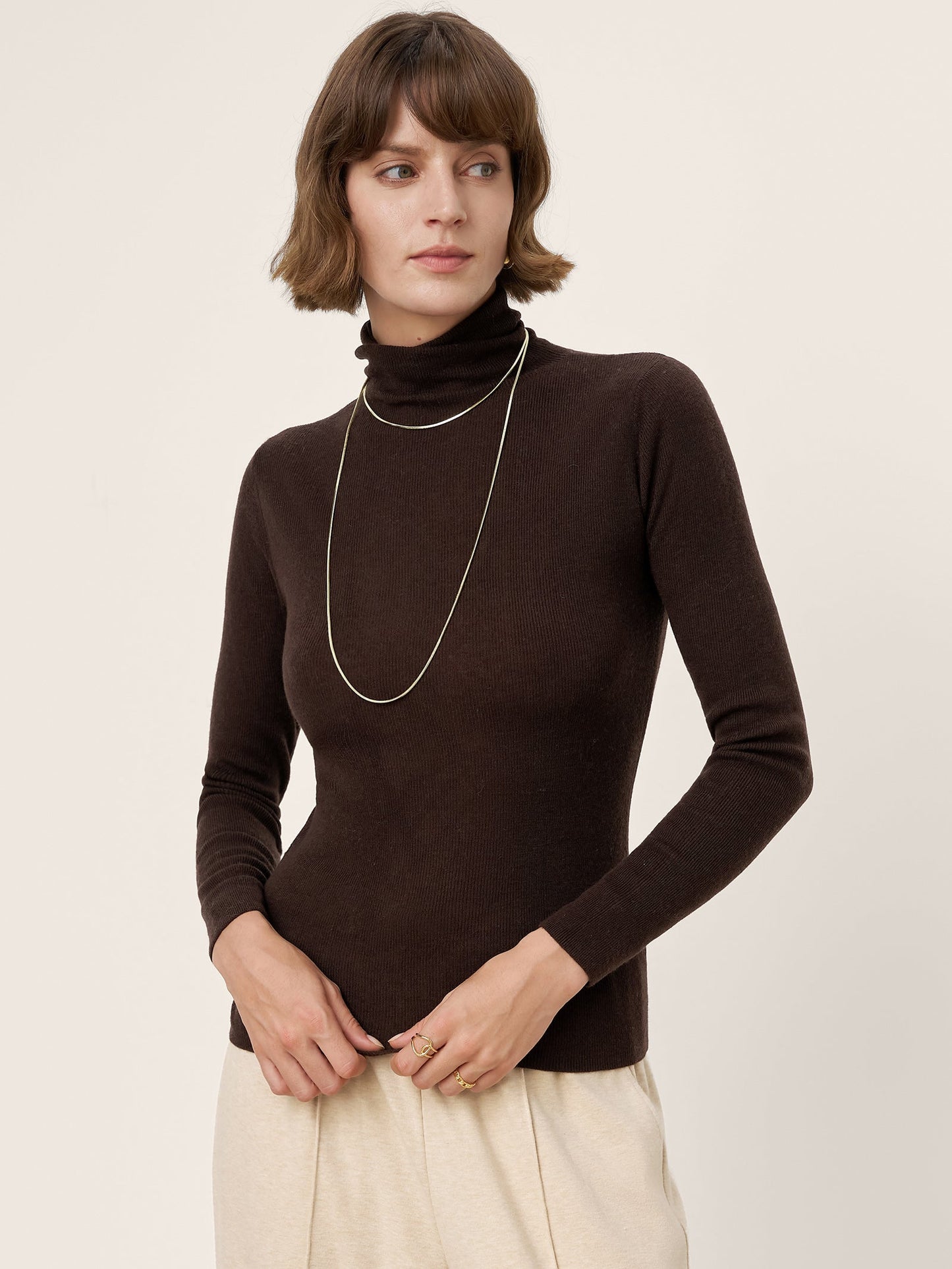 100% Extra-Fine Merino Wool Turtleneck Knit Sweater JOLENE